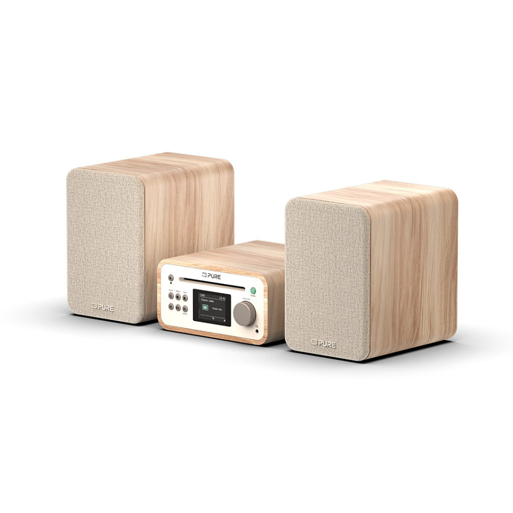 PURE Classic Stereo Mini with DAB+, FM, CD and Bluetooth 5.3 Cotton White/Oak