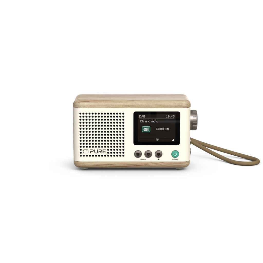 PURE Classic Mini - The Charming Portable Digital Radio, Cotton White/Oak: