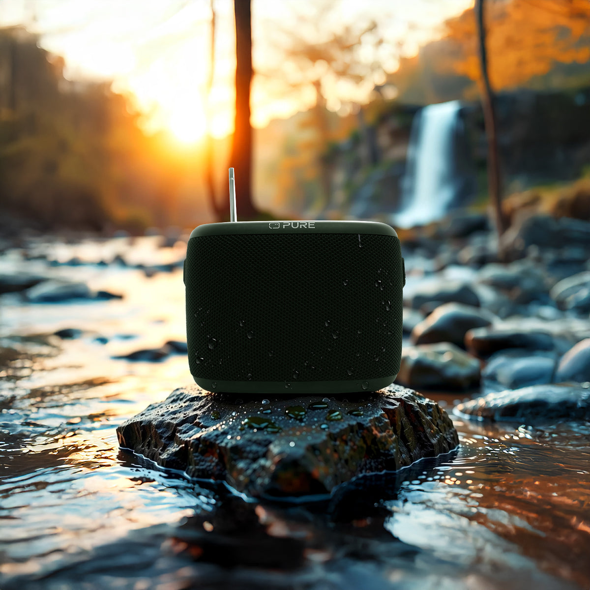 PURE Woodland Waterproof Outdoor Speaker with Bluetooth and FM/DAB+ Radio, Green