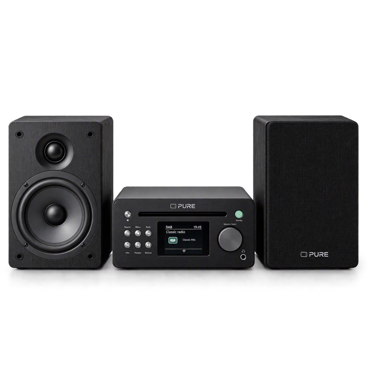 PURE Classic Stereo Mini with DAB+, FM, CD and Bluetooth 5.3 Black