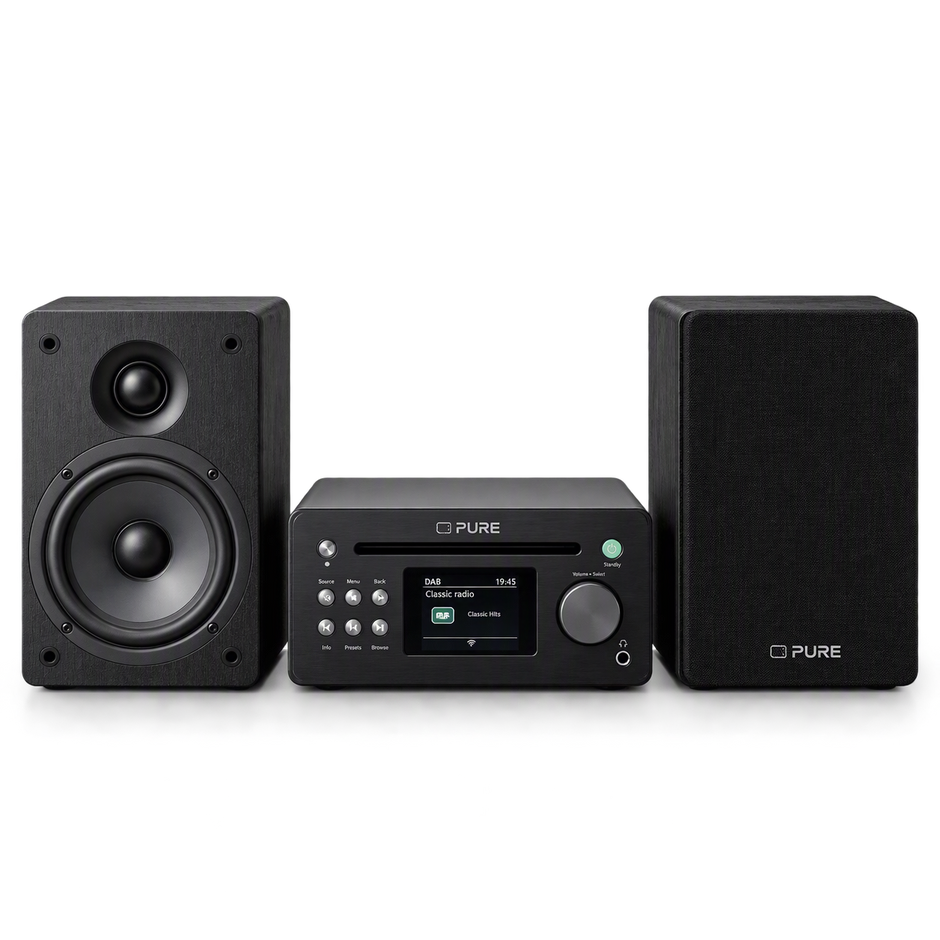 PURE Classic Stereo Mini with DAB+, FM, CD and Bluetooth 5.3 Black